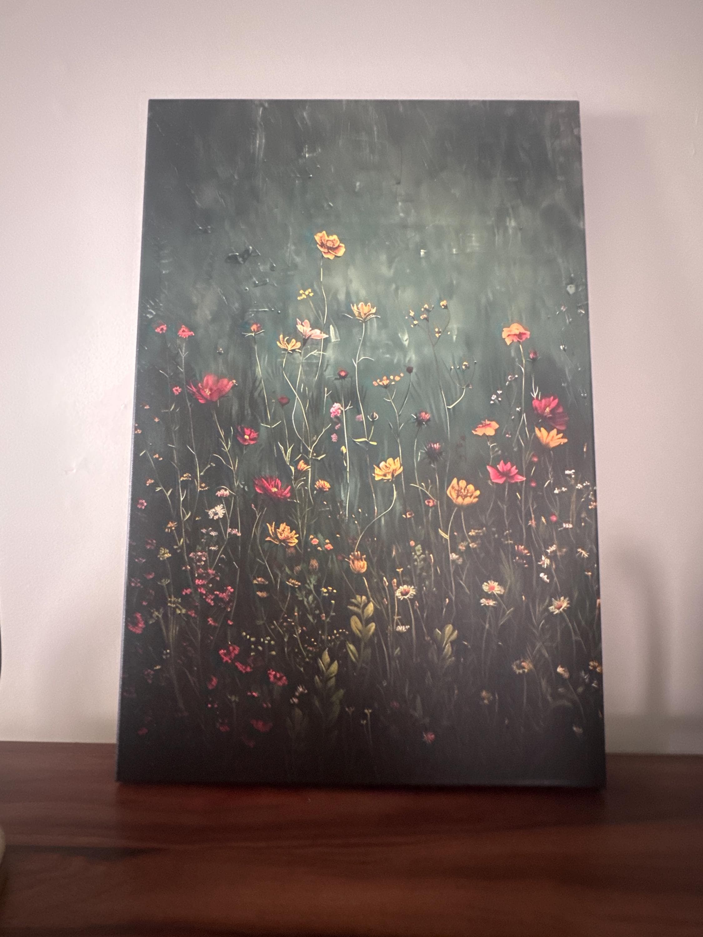 Wildflower Field Framed Wall Art, Vintage Botanical Landscape Sign, Floral Decor, Modern Farmhouse Canvas Art, Field Of Flowers Canvas Print