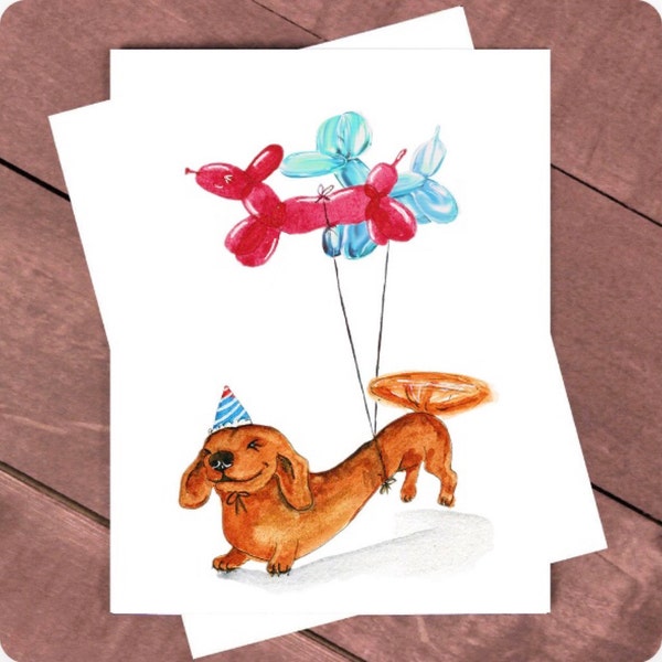Wiener Balloons Dog Birthday Card Funny - Dachshund Doxie Birthday ...