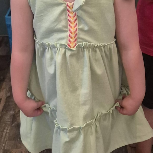 Bianca Girls' Tiered Tie Shoulder Dress Sewing Pattern (instant ...