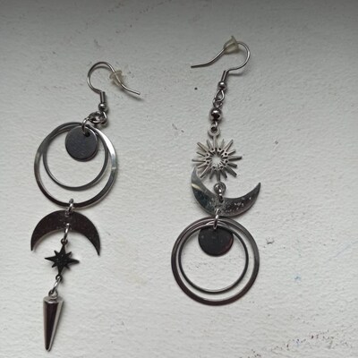 Parure Collier Et Boucles D'oreilles En Hématite Noire - Acier Inoxydable - Marque ThurColas