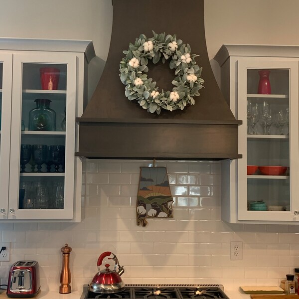 17”-18” Lambs Ear and Cotton Bolls Farmhouse Wreath/ Farmhouse Wreath ...
