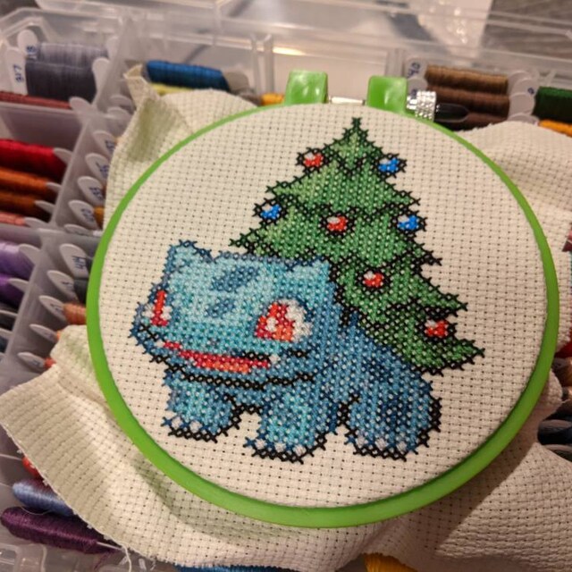 Pokemon Cross Stitch Cactus Bulbasaur #1 - funny kids embroidery