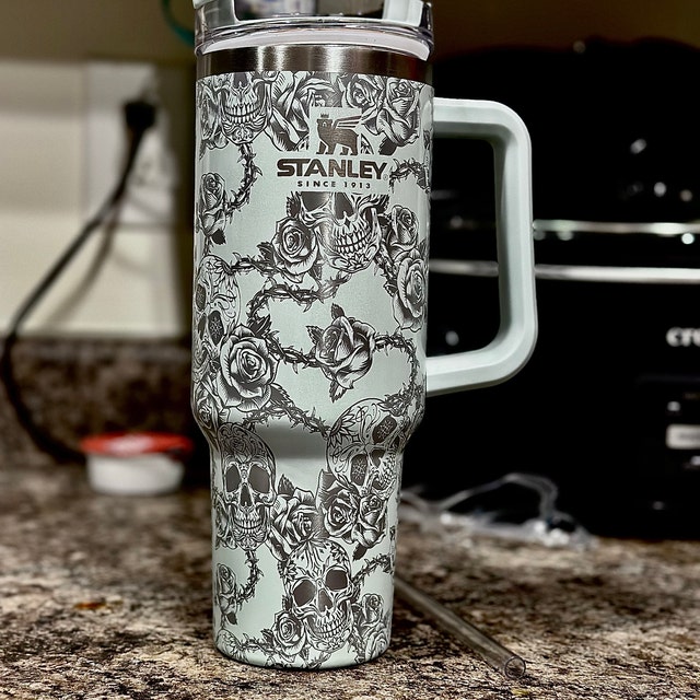 40 oz Tumbler with Handle - Sugar Skull and Roses Full Wrap Pattern —  Wichita Gift Company