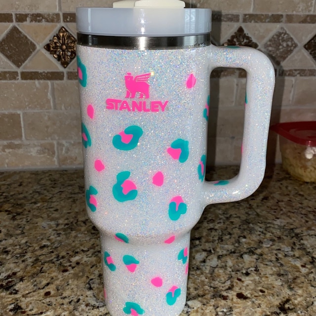 Stanley 40oz Leopard Glitter 20oz 30oz Yeti Non Yeti Tumbler