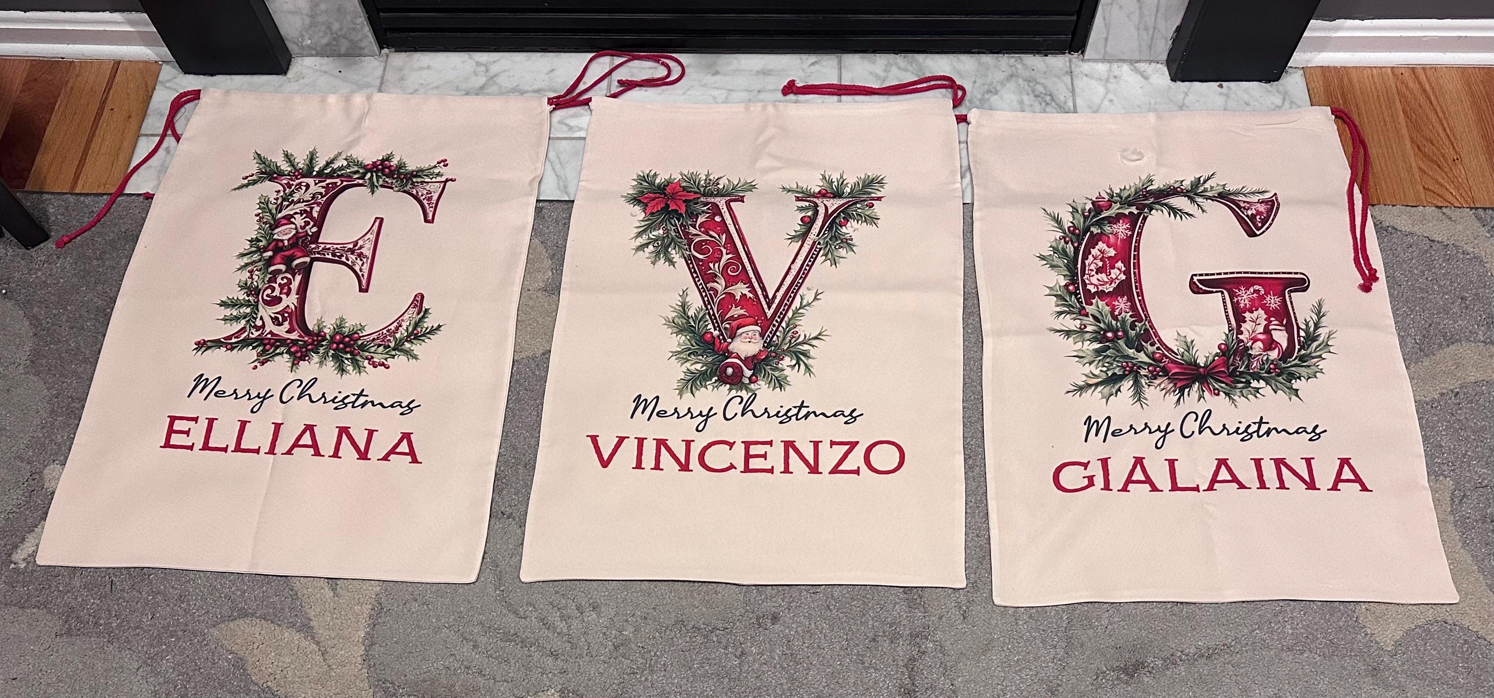Christmas Santa Sack, Personalised Canvas Santa Sack, Christmas Gift Bag for Kids, Large Santa Gift Bag for Holiday Presents, Xmas Gift Bags