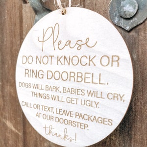 Please Do Not Knock Or Ring Doorbell Hanging Wooden Signs 6x12 Inch,Do