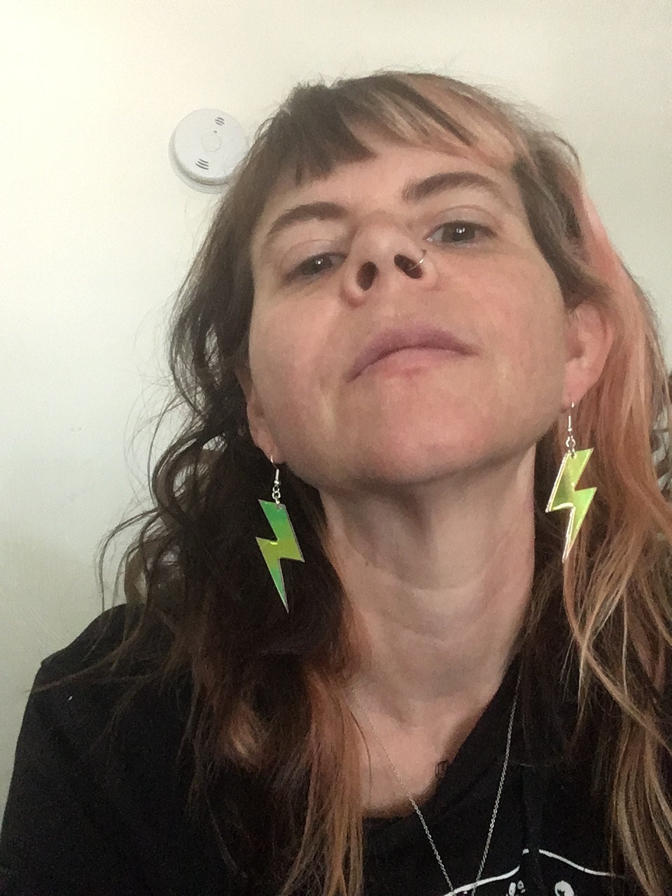 Iridescent Lightning Bolt Earrings, Rainbow Statement Earrings, Thunderbolt Earrings Pierced or Clip-on, Weather Earrings