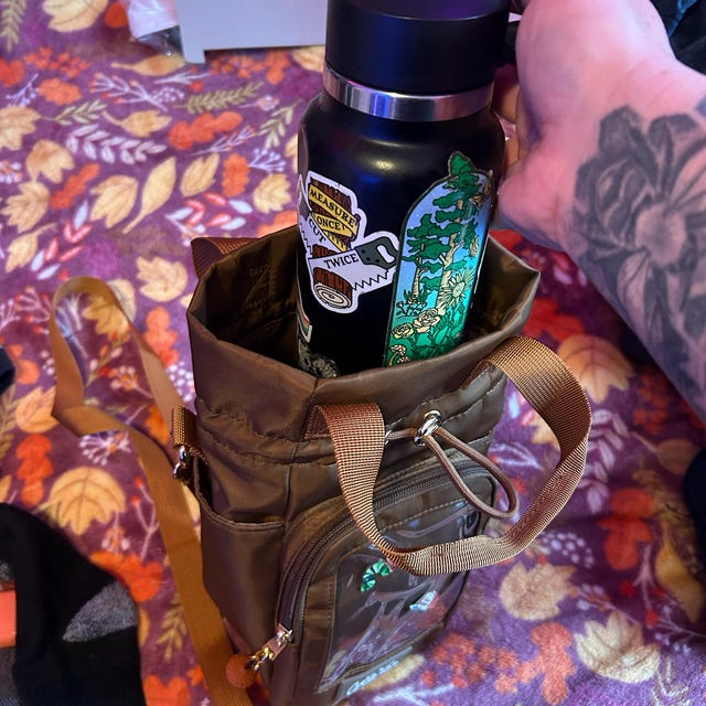 Large Brown Ita Water Bottle Bag With Fidget Zipper Pull - Etsy