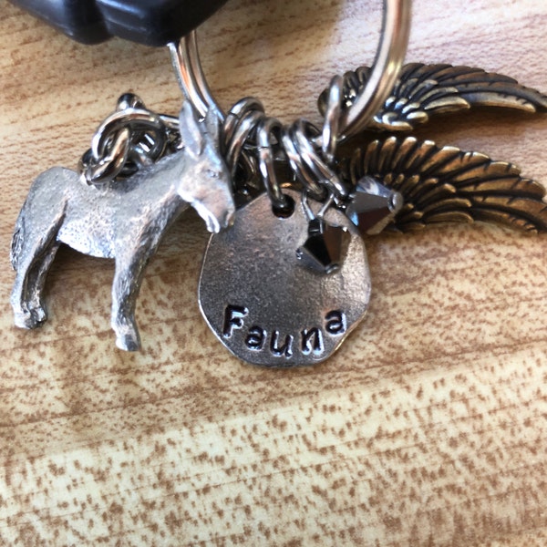 Donkey Memorial Key Chain, Pet Memorial Key Chain, Donkey Key Chain ...