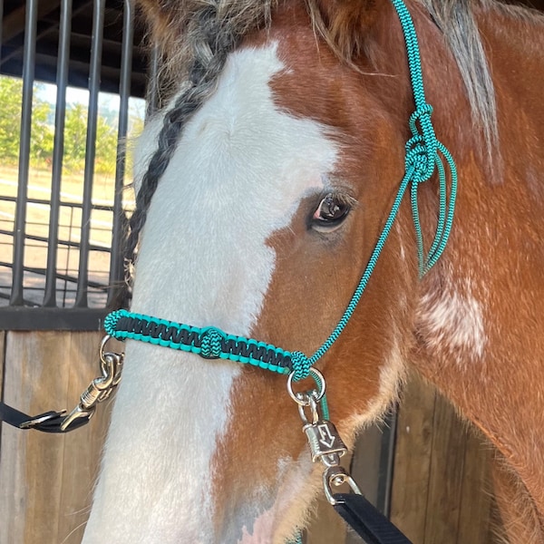 Custom Sidepull Rope Halter With Braided Noseband, Bitless Bridle, Rope ...