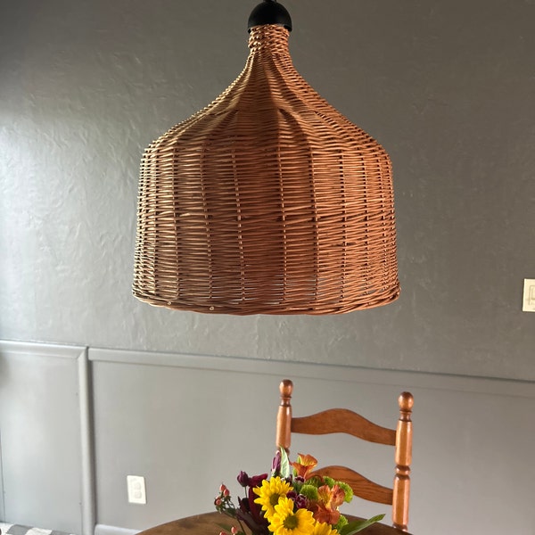Rattan Cone Lamp Shade Woven Rattan Light Vintage Kitchen Lamp, Brown ...