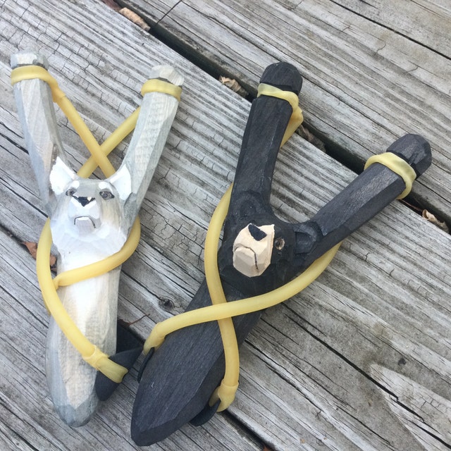 NatureLaunchers Hand-Carved Wooden Animal Slingshot
