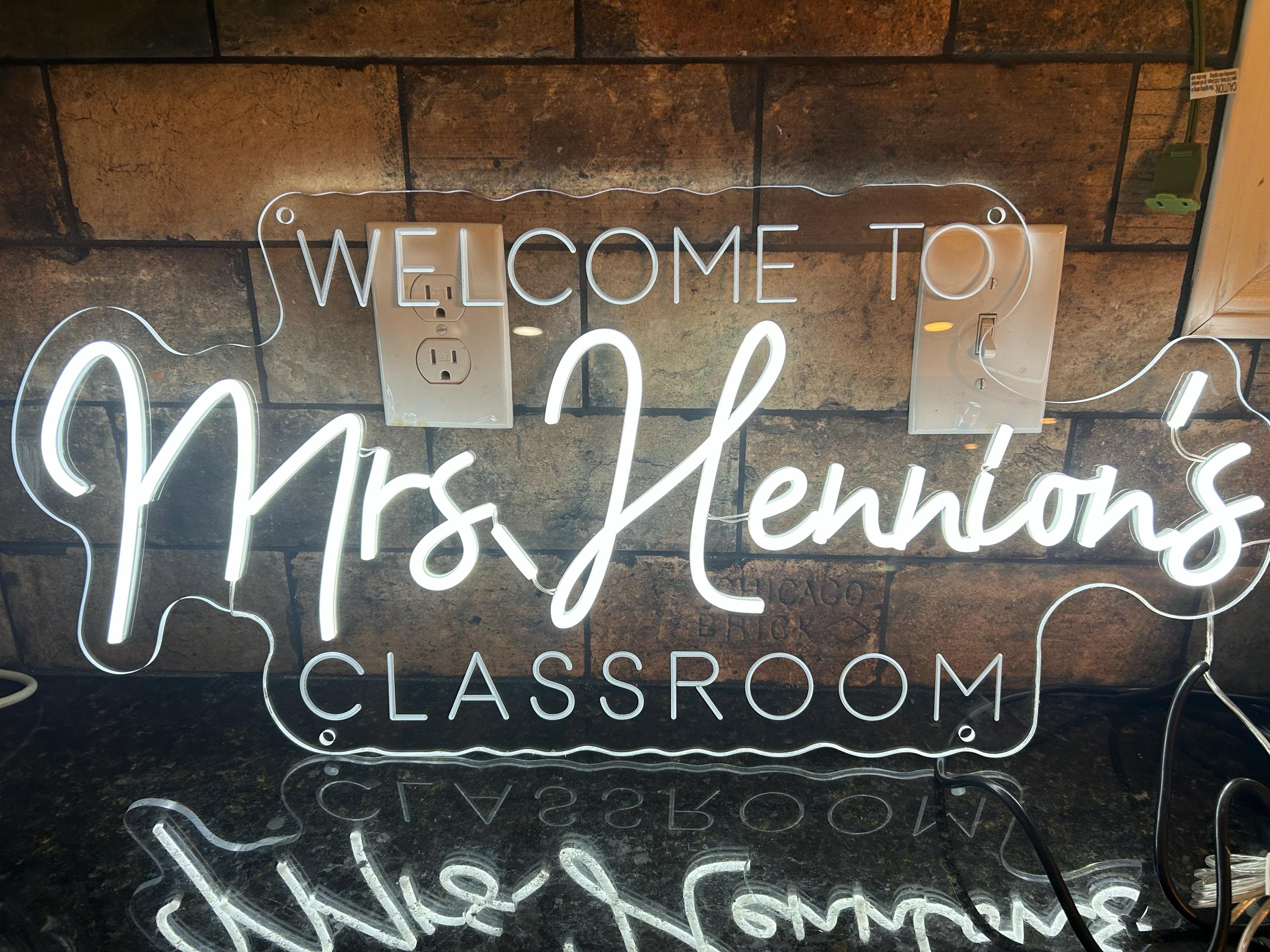 Teacher Name Neon Sign For Classroom, Teacher Name Sign, Classroom Decor, Teacher Welcome Sign, Door LED Hanger