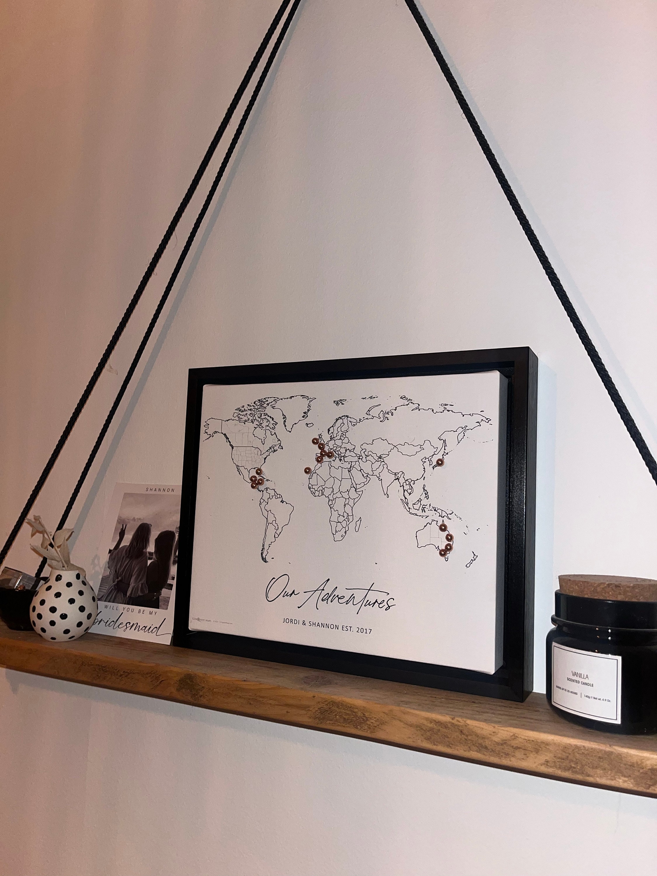 Push Pin Mini World Travel Map - No Labels - Personalizable Cork Pin Board Canvas Gift