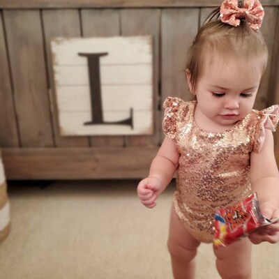Rose Gold Sequin Leotard, First Birthday Dress, Cake Smash Outfit ...