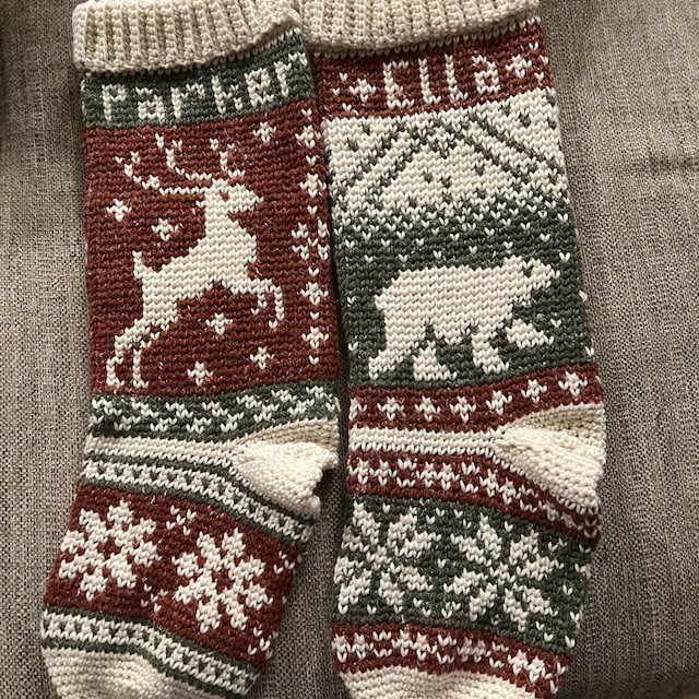 A customer's finished Prancing Deer Stocking Crochet Pattern