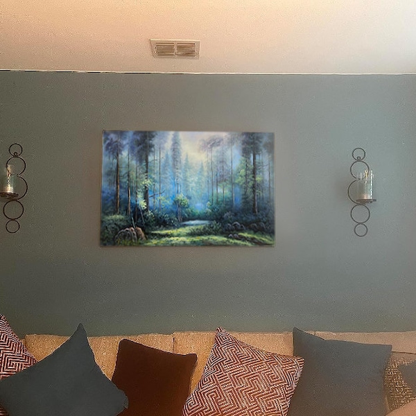 Large Abstract Forest Oil Painting on Canvas,green Tree Wall Art ...