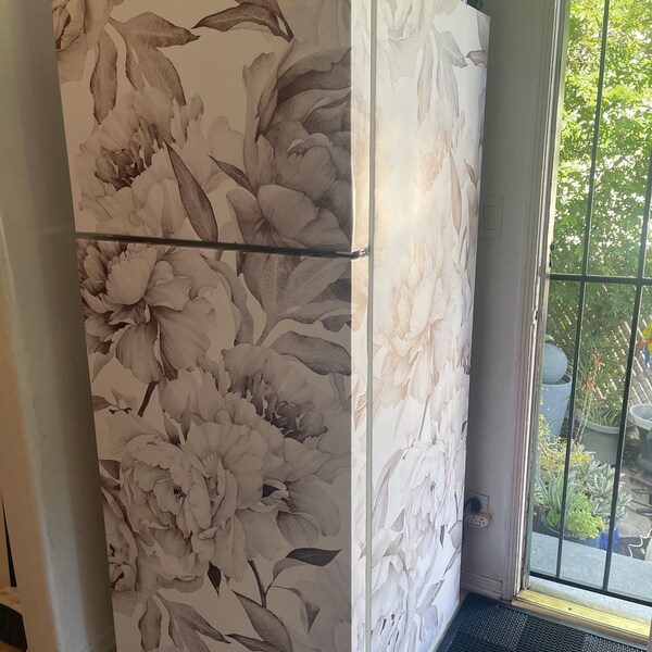 Fridge Wrap Peony Flower Refrigerator Wrap Side by Side Decal Floral ...
