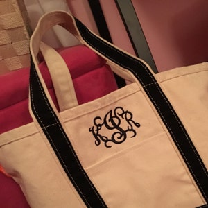 Monogrammed Canvas Tote Bag Monogram Tote Bag Personalized Canvas Tote ...