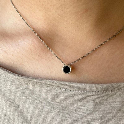 Star & Moon Enamel Rope Necklace – Black & Gold