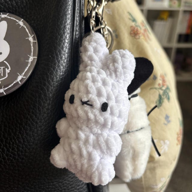 Crochet White Bunny Keychain: Handmade Amigurumi Plush - Etsy