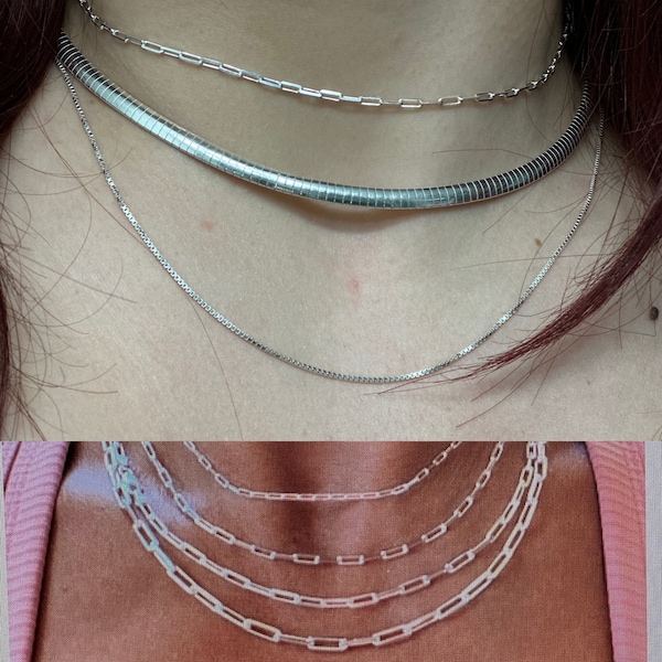 Paperclip Chain Necklace, Sterling Silver Paperclip Chain, Rectangle ...