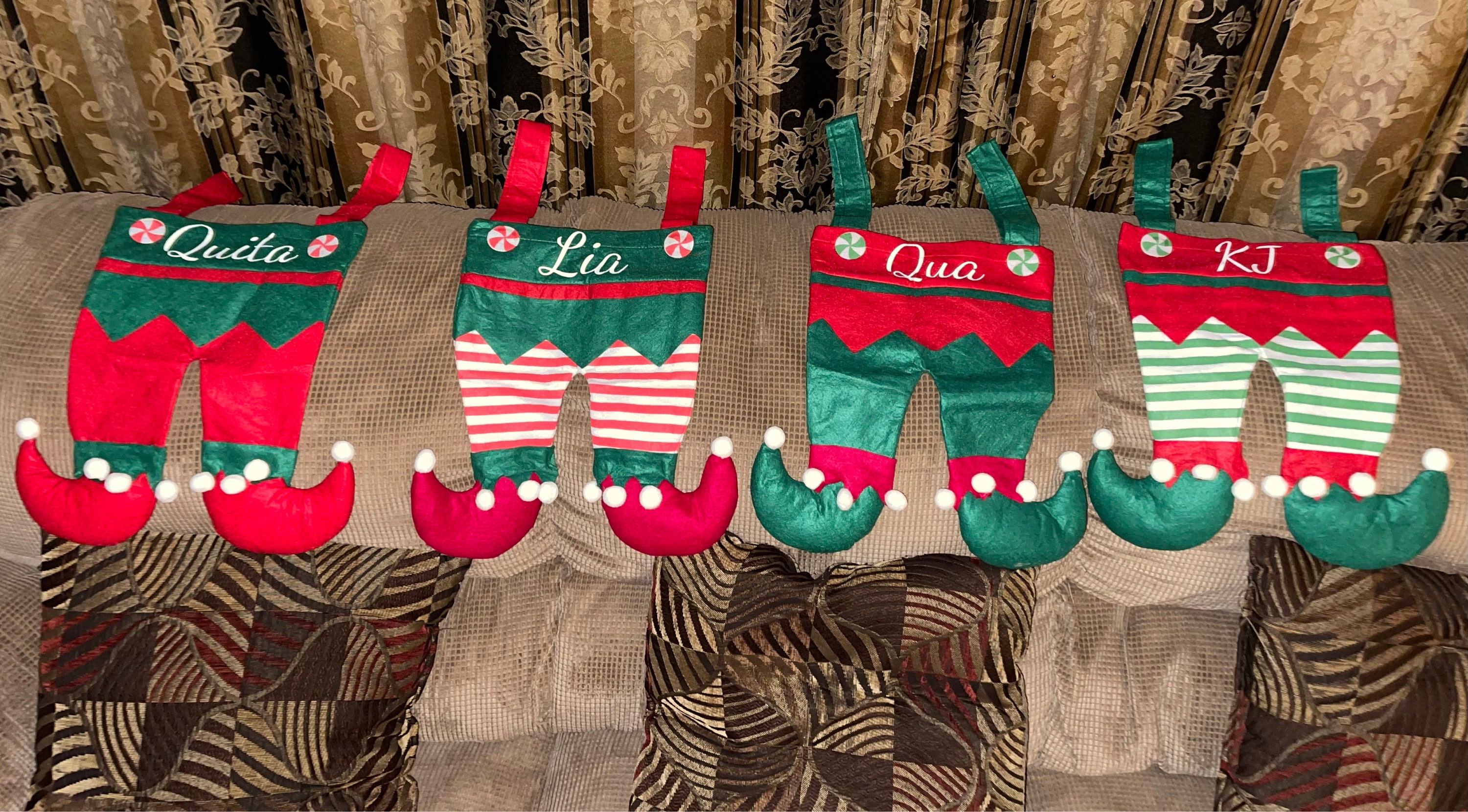 SHIPS NEXT DAY / Elf Family Stockings / Personalized Family Stockings / Elf Stockings / Matching Christmas Stockings / Family Stockings