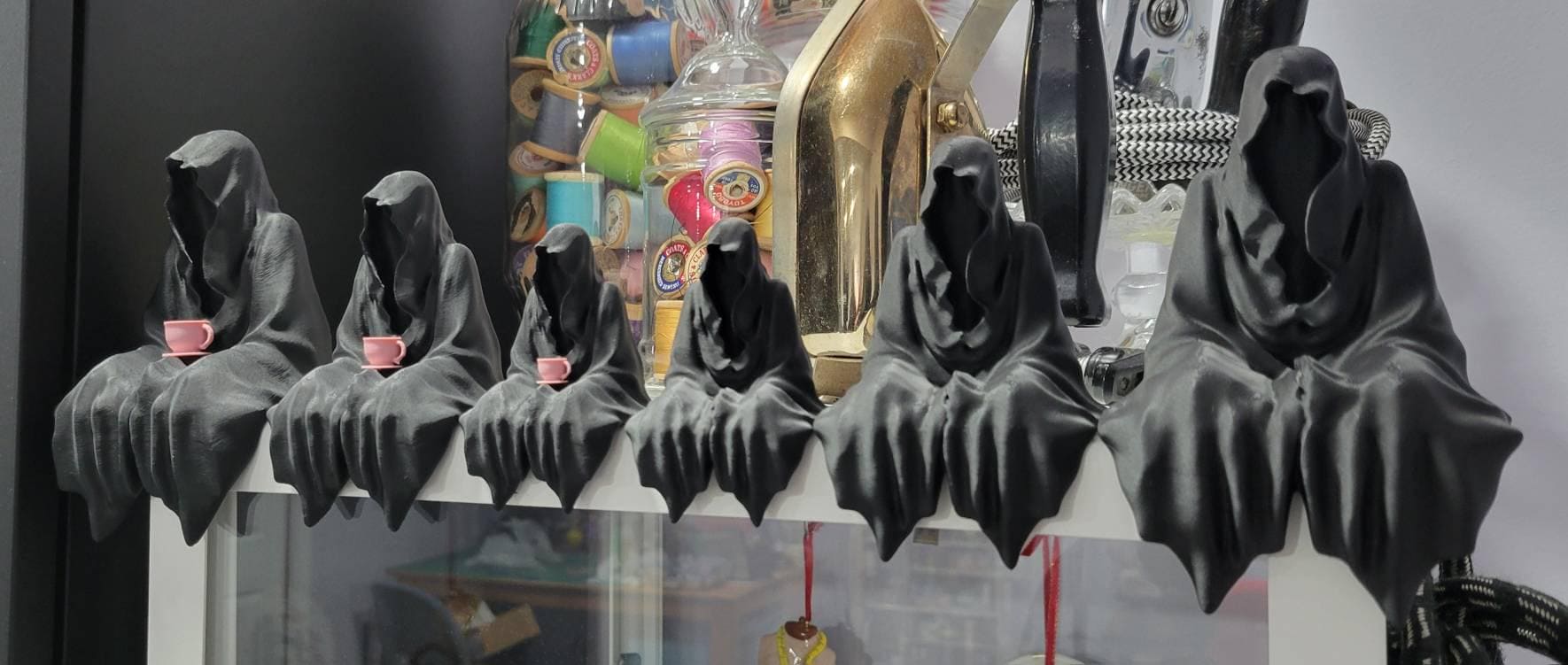 Suriel / Ghost / Grim Reaper Figurine - with Teacup Attached! Bookshelf Decor