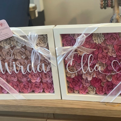 Initial Flower Shadow Box Personalised Flower Frame - Etsy Australia