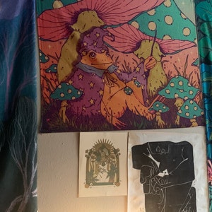 Roses Original Linocut Print Fine Art Small Linoleum Relief Block Print ...