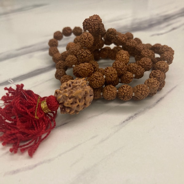 LAB CERTIFIÉ Rare 9 Mukhi RUDRAKSHA Rudraksh Mala CHAPELET 108+1 Perles