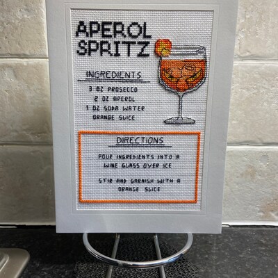 Aperol Spritz Cocktail Recipe Cross Stitch Pattern Digital Download ...