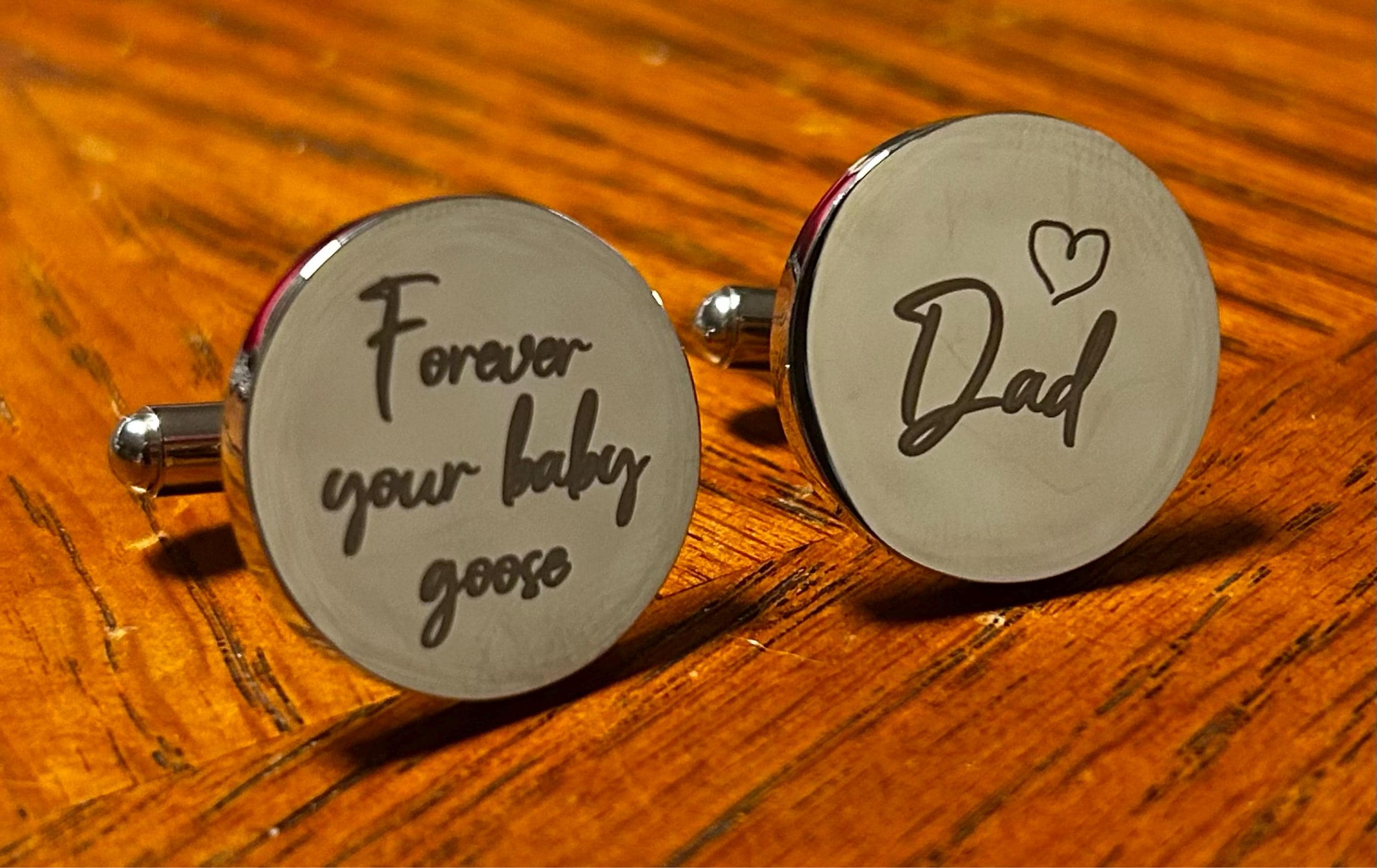 Custom Metal Cufflinks - Engraved Box Optional, Wedding Day Cuff links for Groom Dad Father of the Bride gift, Anniversary Gift for Husband