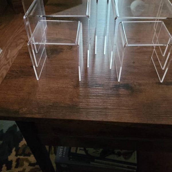 Clear Acrylic Riser 3 4 5" Stand Set Jewelry Collectible Showcase ...
