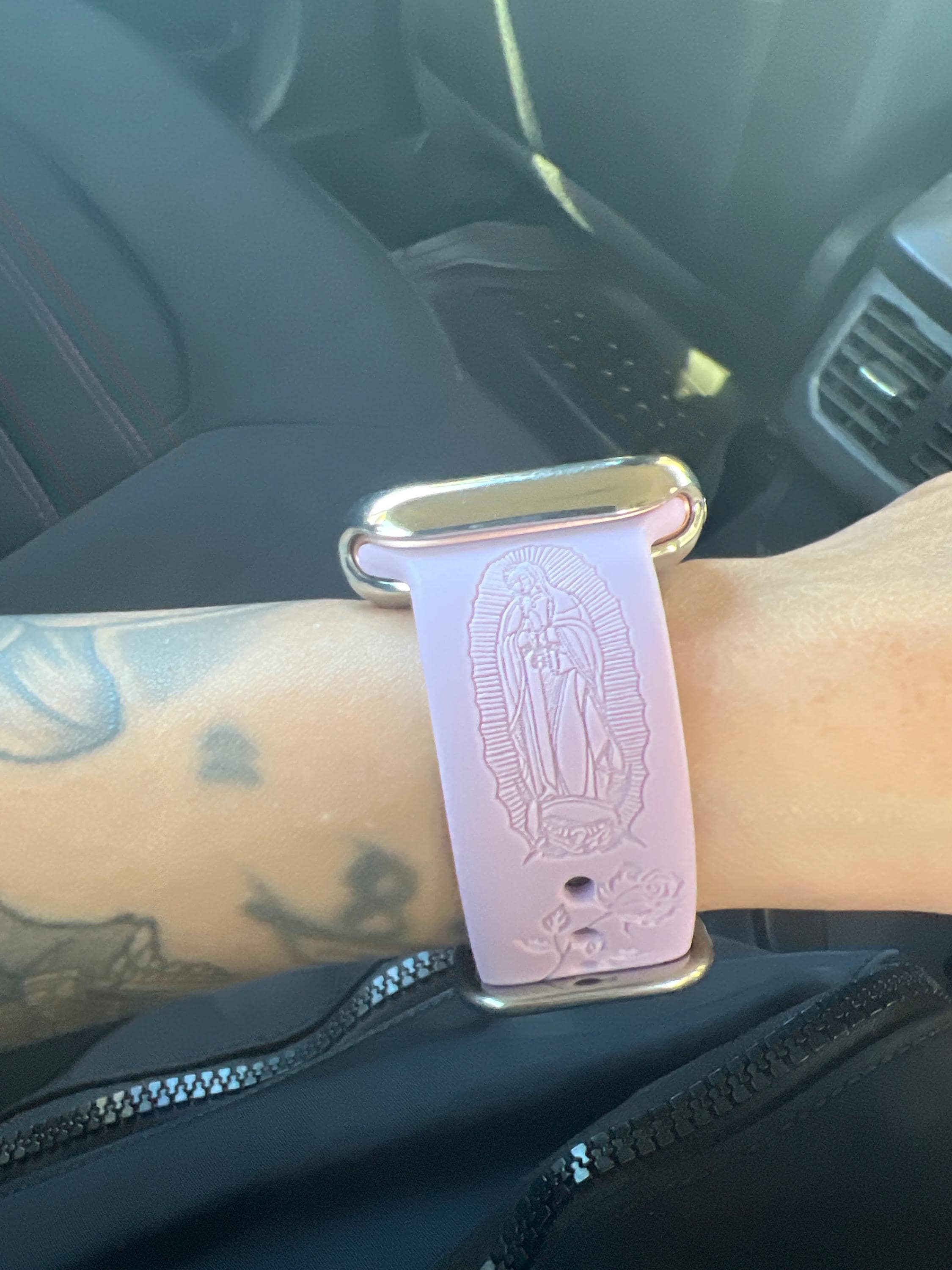 SuperLugano Virgin Mary with Cross Watch Band compatible with Apple Watch iWatch Band Silicone Watch 38/40/41 42/44/45 Strap Laser Jesus God