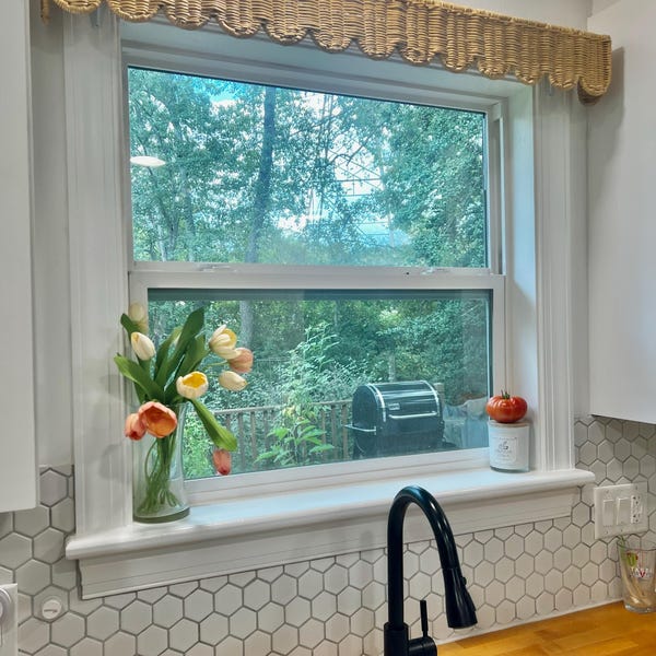 Rattan Scallop Window Pelmet, Window Wicker Cornice, Rattan Valance ...