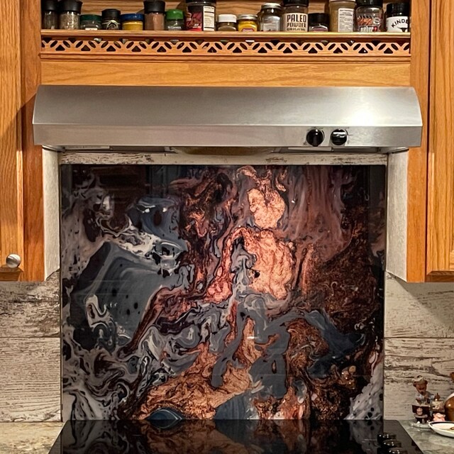 Dosseret De Cuisine En Verre Trempé Marbre Noir - Protection Pour Cuisinière 30x24 Pouces