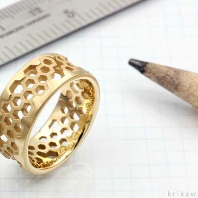 14k Rose Gold Honeycomb Ring, Honeycomb, Wedding Ring, 14K Rose Gold