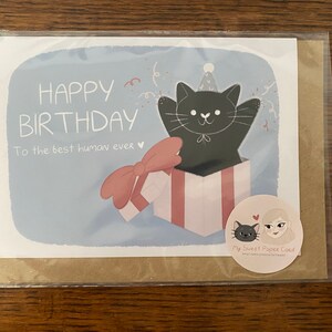 Carte Anniversaire Chat Noir Joyeux Anniversaire Adorable Etsy France
