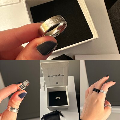 Personalized Sterling Silver Name Ring - Custom Engraved Initial Or Name Plate Ring For Women, Gift Box