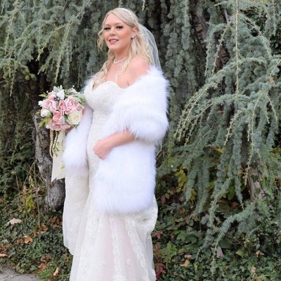 blush faux fur shawl