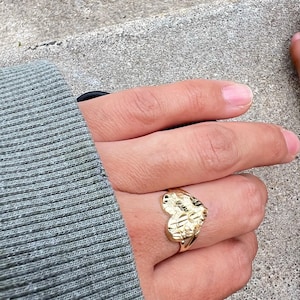 10k Solid Gold Nugget Heart Love Ring for Women/Girl