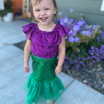 Mermaid Costume Girls Fish Scale Tail Skirt Dot Crop Top - Etsy