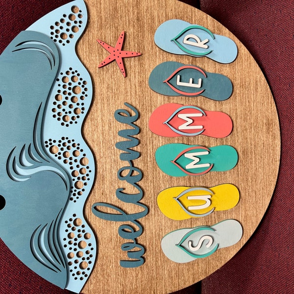 Beach Door Hanger SVG - Laser Cut Files - Beach SVG - Flip Flops Svg ...