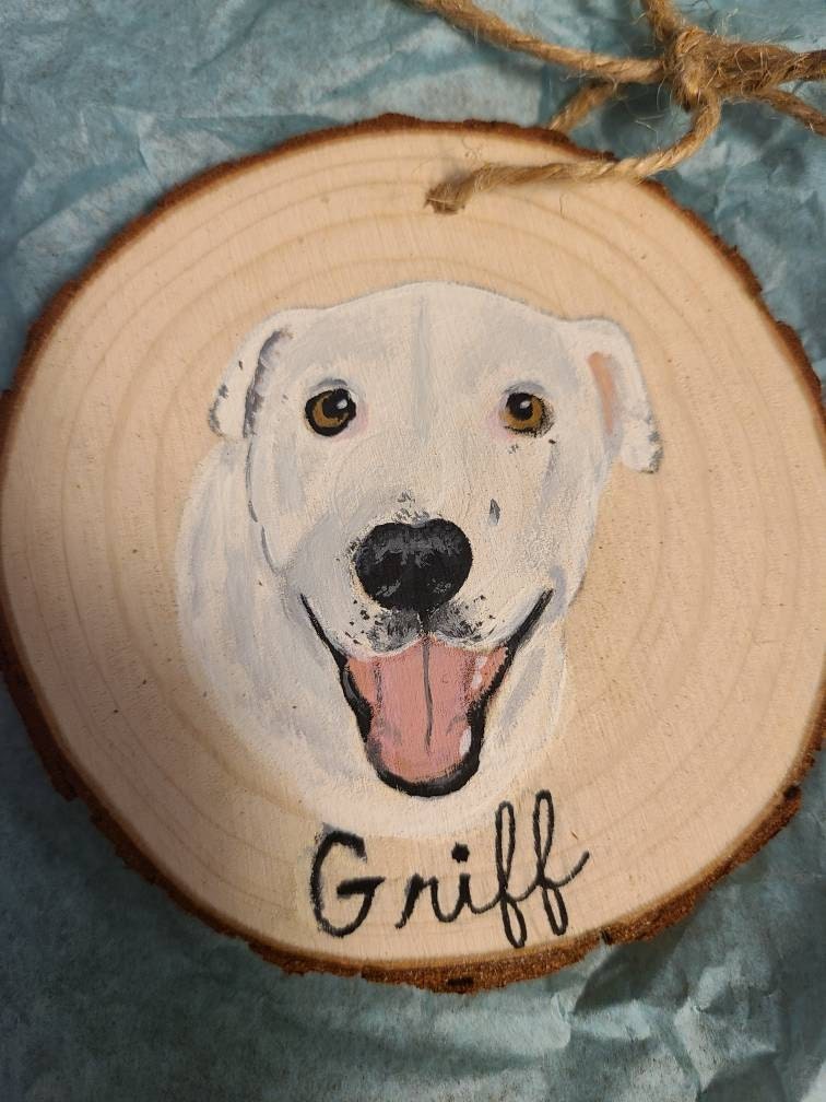 Custom Pet Portrait Ornaments, hand painted pet ornament, personalized pet memorial, pet lovers gift, custom dog portrait