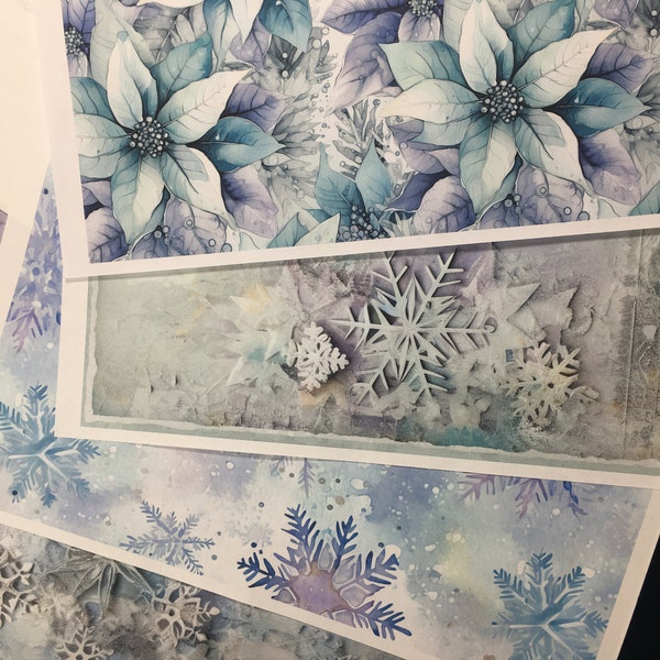 Snowflake Junk Journal Printable Kit Winter Grunge Digital Paper ...