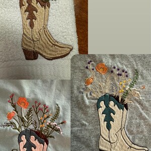 【COLOR iN ID】embroidery pattern western boots Cowboy Boot Outline Embroidery Design | AnnTheGran.com
