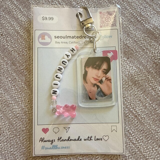 STRAY KIDS Kpop Keychain Double Sided Photo Name Beaded SKZ | Bang