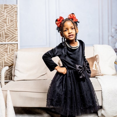 Navy Blue Shiny Tulle Flower Girl Dress Sleeveless Birthday Formal Princess Gown for Kids