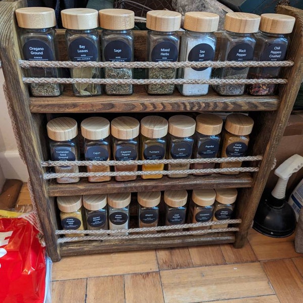 Rustic Reclaimed Wood Spice Rack: Wall Mounted Kitchen Storage - Etsy ...